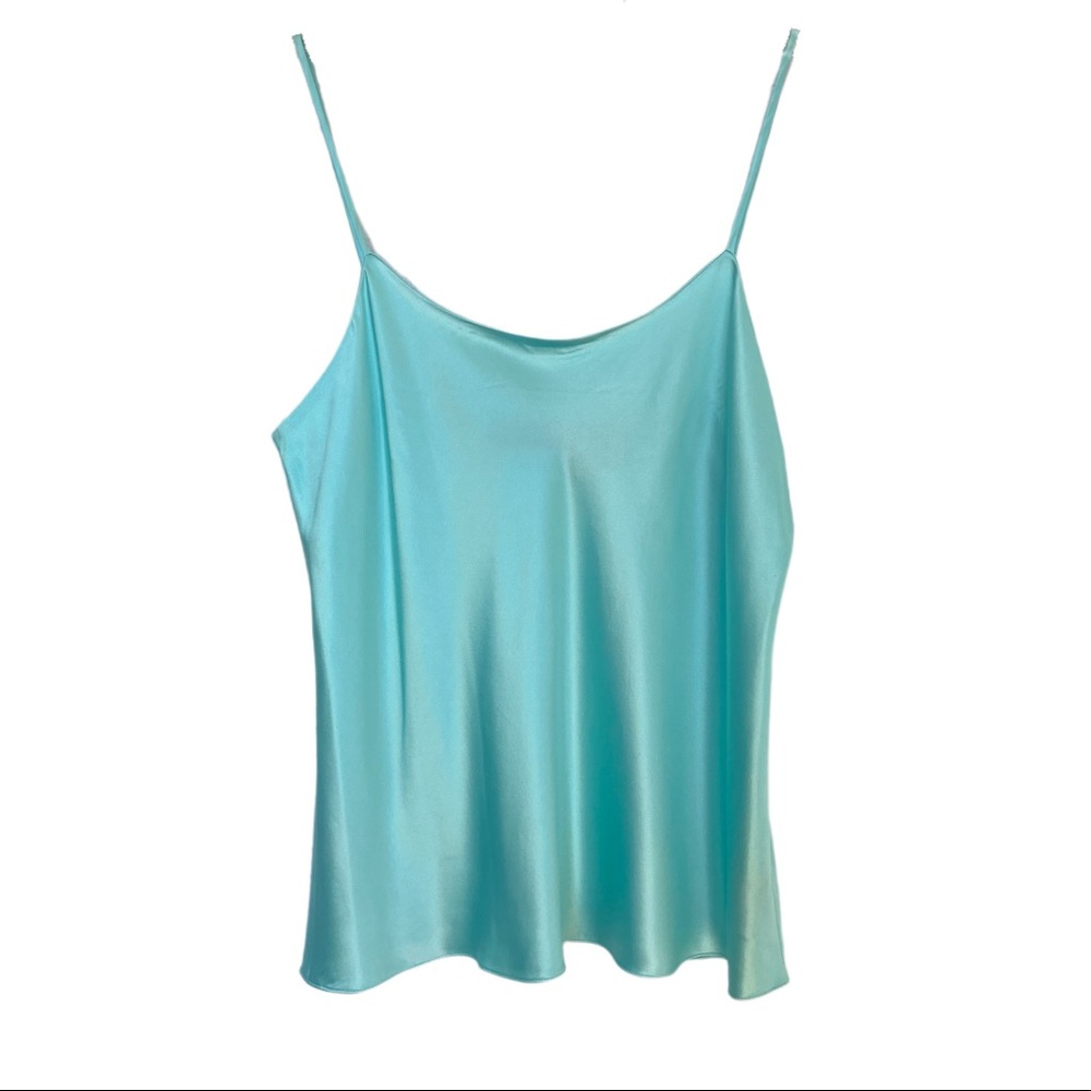 Aqua Blue Silk Satin Slip Top